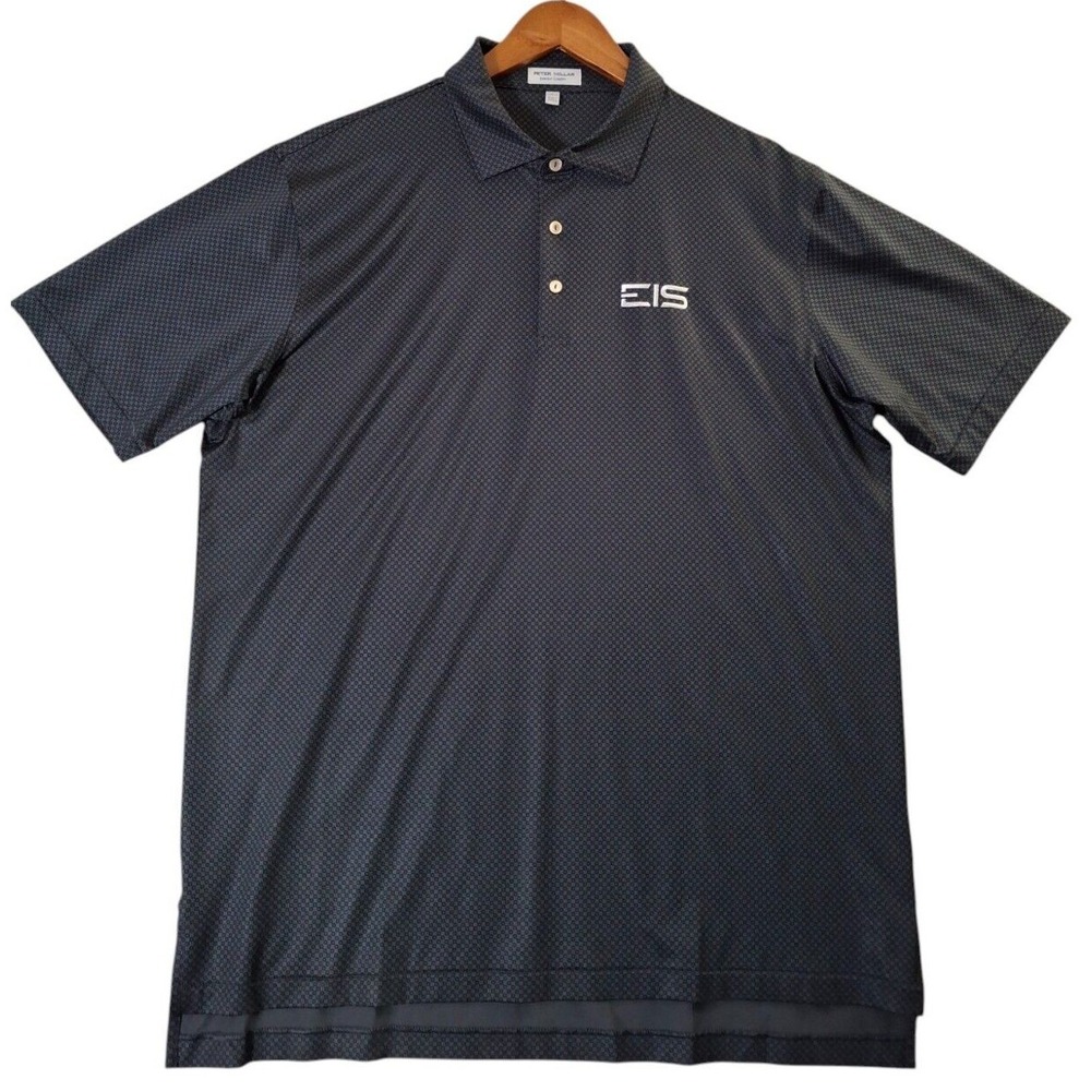 Peter Millar Summer Comfort‎ Polo Shirt Men's L Gray Golf Geiometric Performance